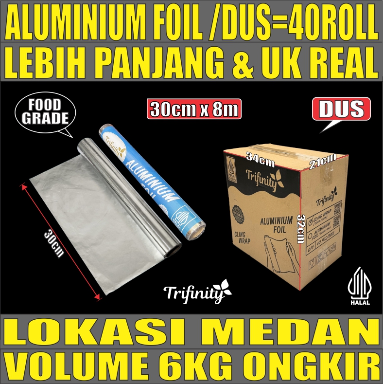 Aluminium foil 30cmx8mtr Dus 40roll