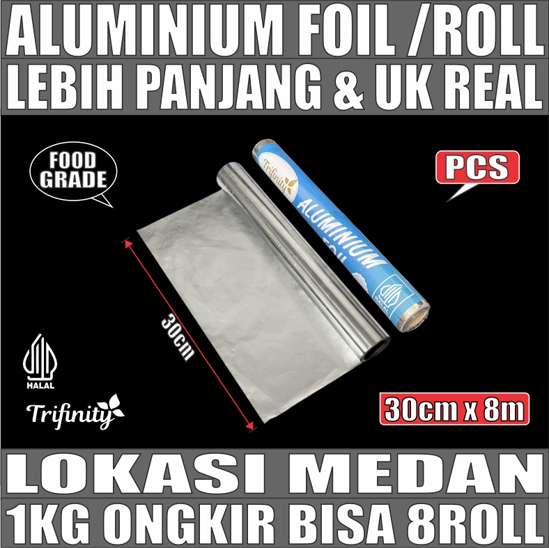Aluminium foil 30cmx8mtr Per 1 Roll
