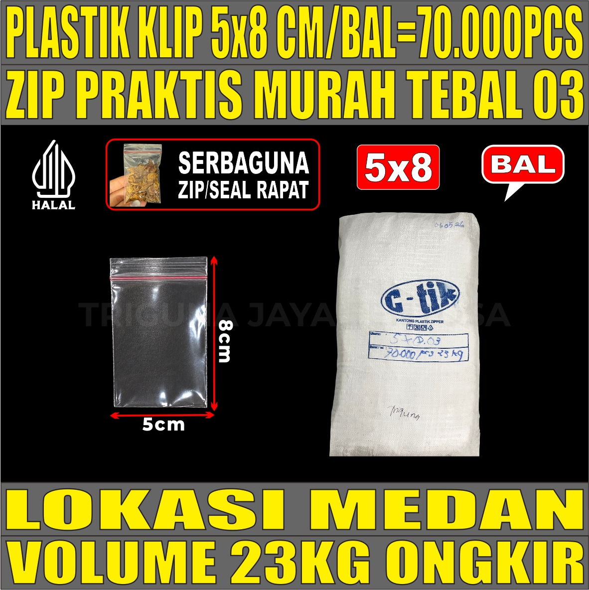 Plastik Klip 5x8 Ziplock Pe Bening Ball 23kg 70000pcs sws