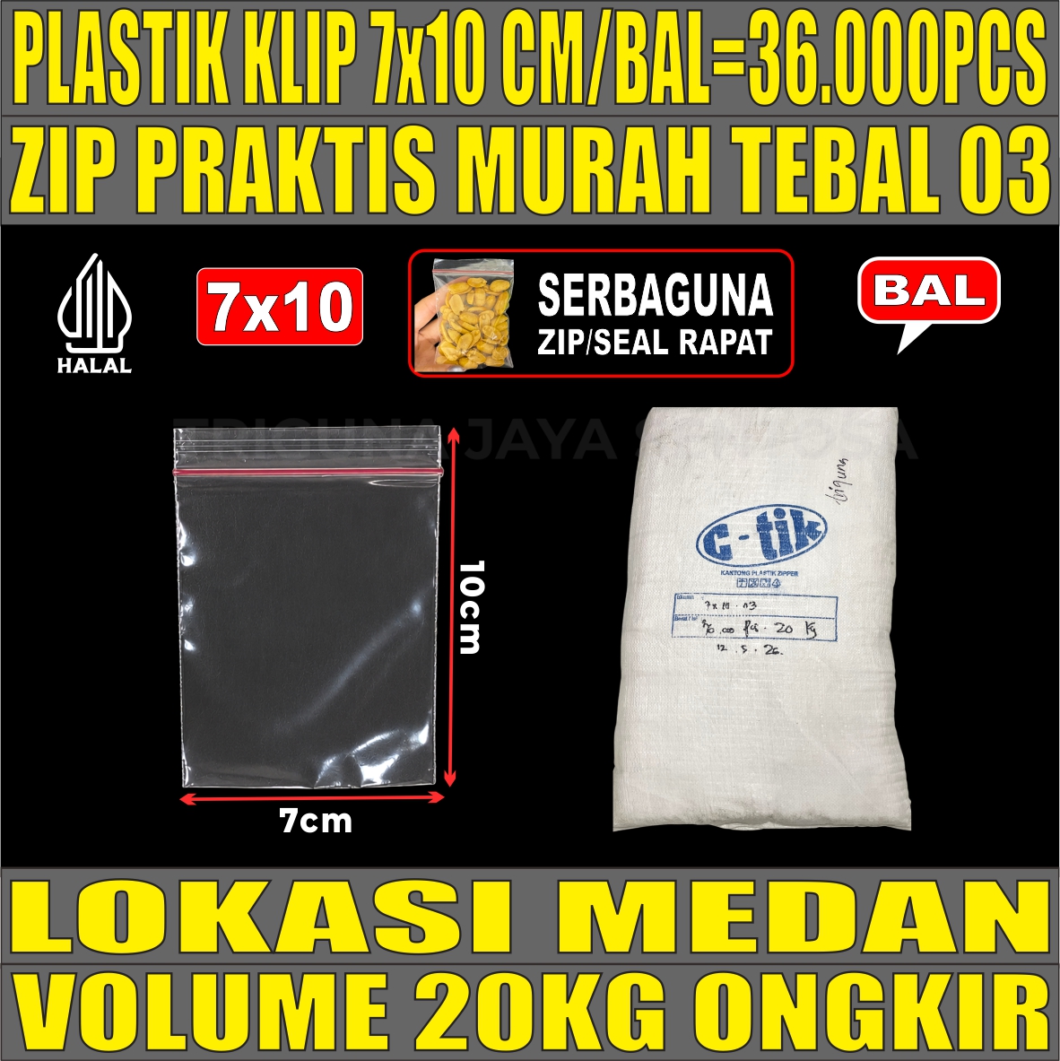Plastik Klip 7x10 Ziplock Pe Bening Ball 20kg 36000pcs sws