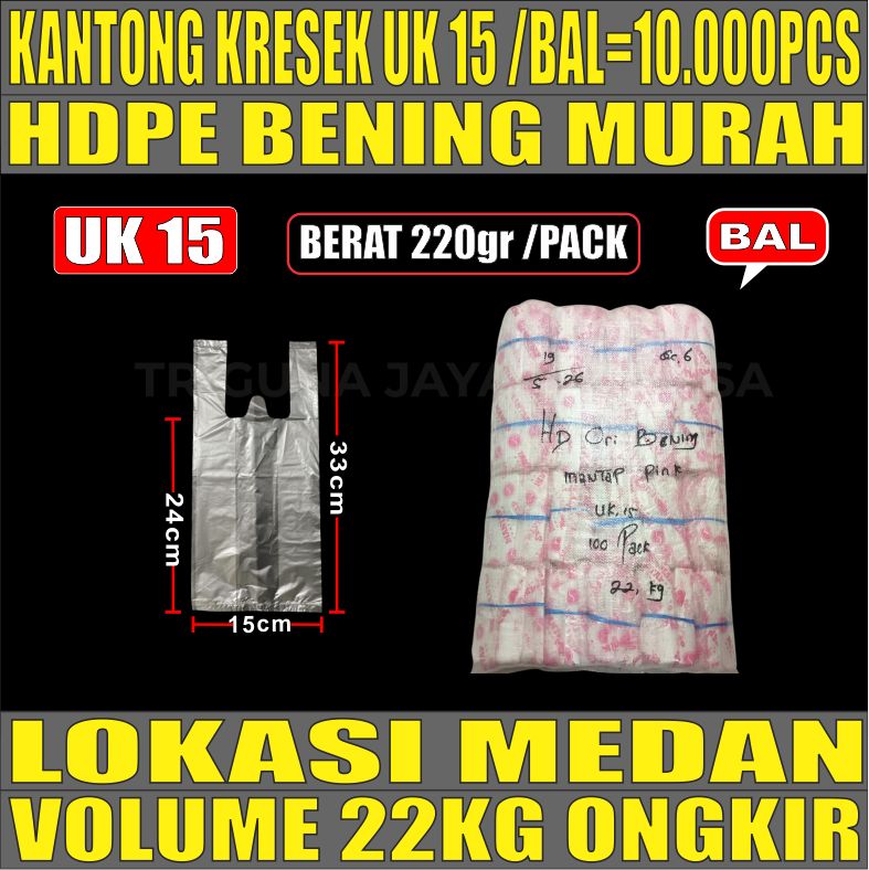 Kantong Kresek BENING uk 15 Plastik Hdpe Ball 22kg 10000pcs jjb