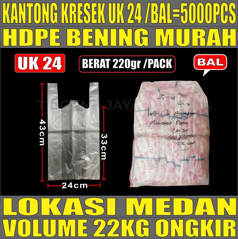 Kantong Kresek BENING uk 24 Plastik Hdpe Ball 22kg 5000pcs jjb