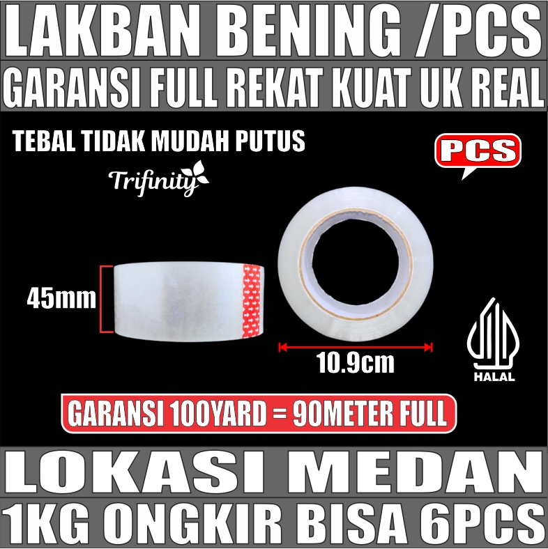 Lakban Bening Trifinity Per 1pcs 45mm x 100yard
