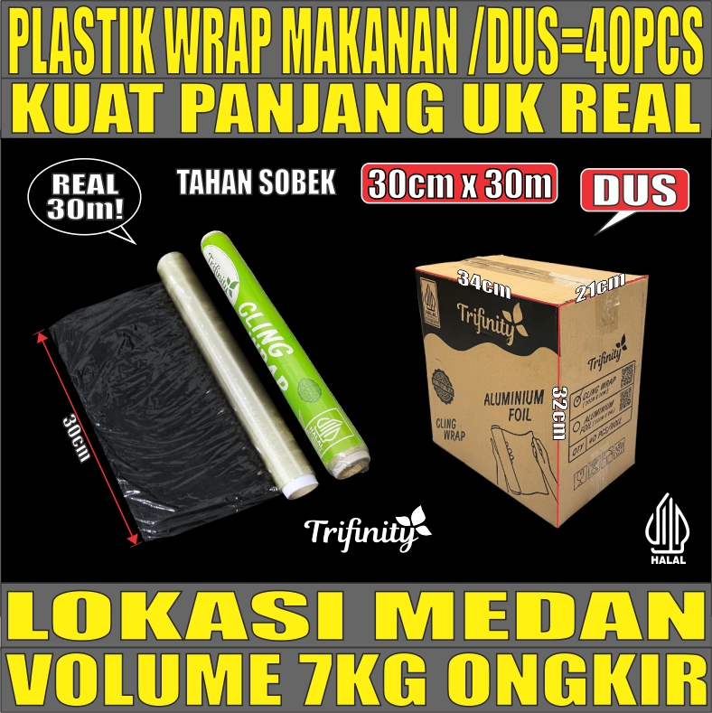 Plastik wrapping 30cmx30mtr Dus 40roll
