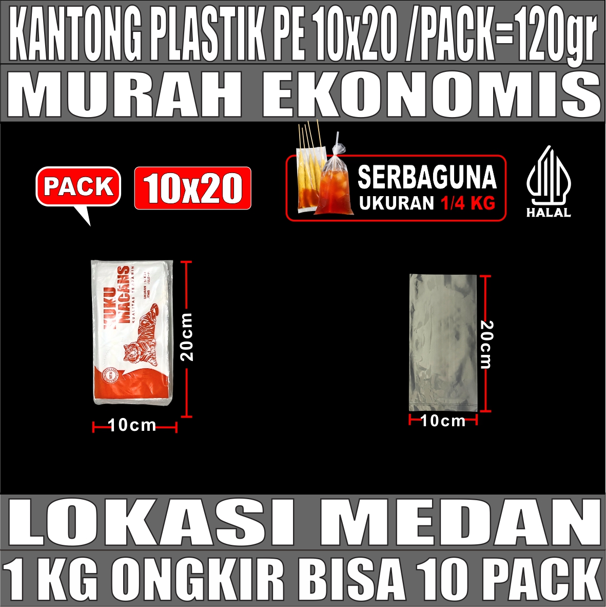 Kantong Plastik PE 10x20 Bening PACK