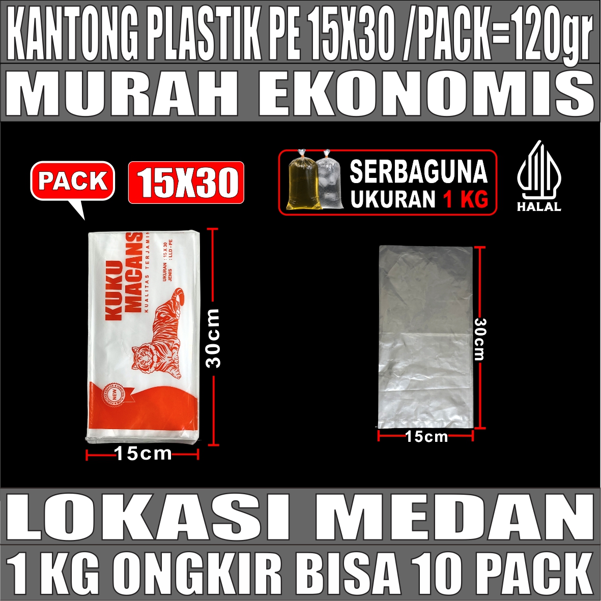 Kantong Plastik PE 15x30 Bening PACK