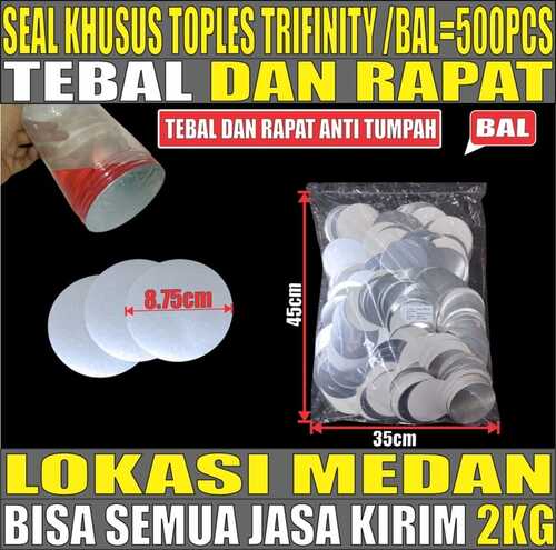 Seal aluminium u Toples PET Trifinity Segel Induksi Jar BALL 500PCS