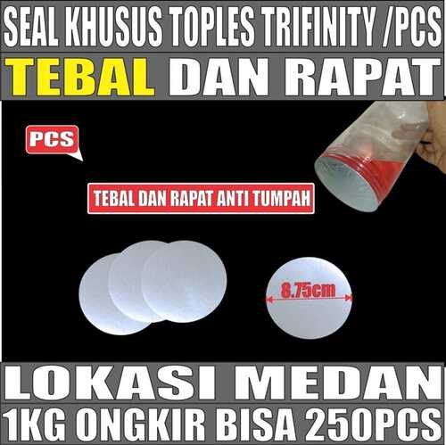 Seal aluminium u Toples PET Trifinity Segel Induksi Jar per pcs