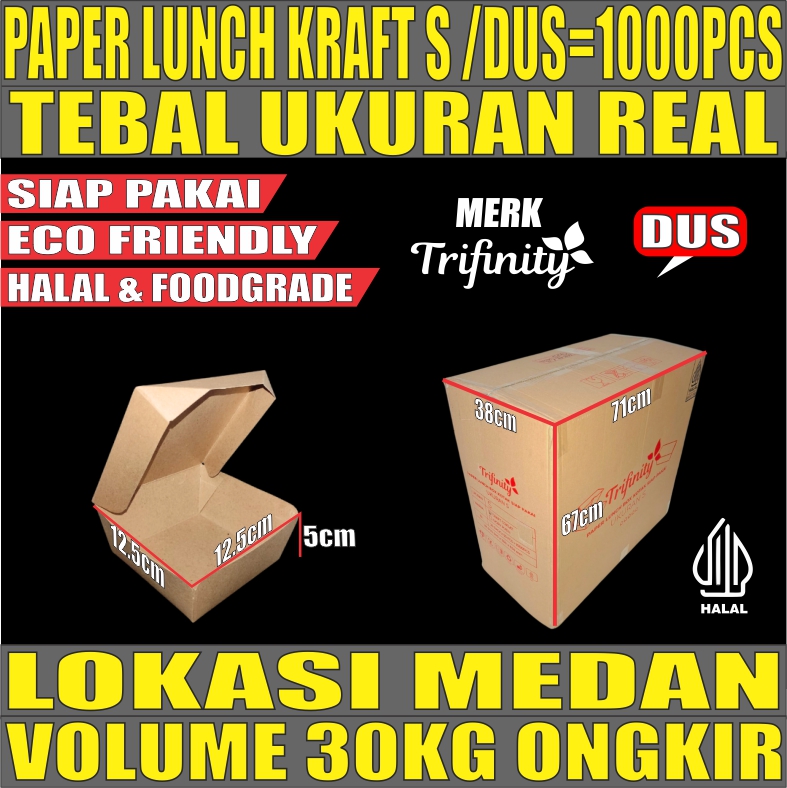 Paper Lunch S Kraft Dus 1000pcs box Tutup TRIFINITY Halal