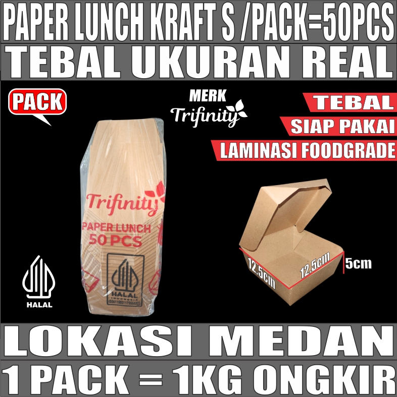 Paper Lunch S Kraft Pack 50pcs Kotak TRIFINITY Halal