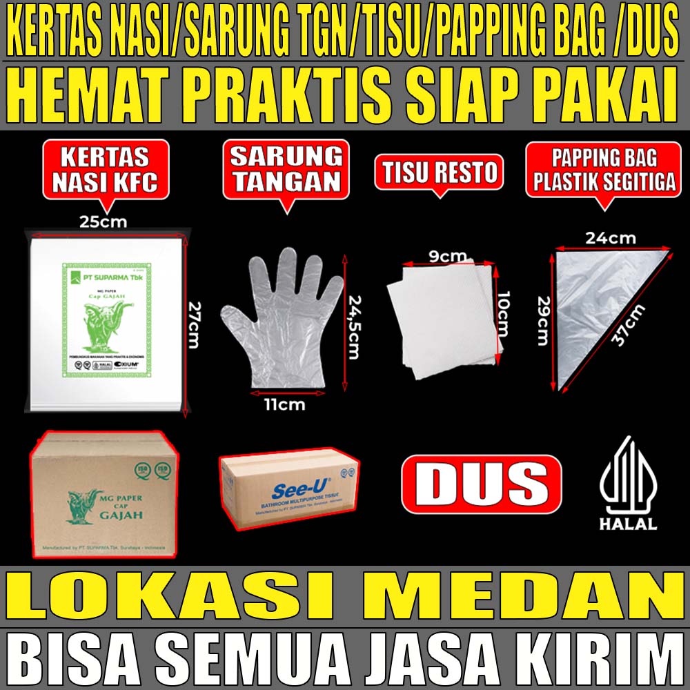 VARIAN Kertas Nasi Tisu n Sarung Tangan n Plastik Segitiga