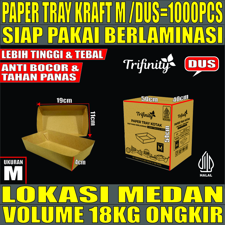 Tray Paper Kraft M Dus 1000pcs Trifinity