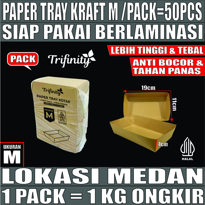 Tray Paper Kraft M Pack 50pcs Trifinity
