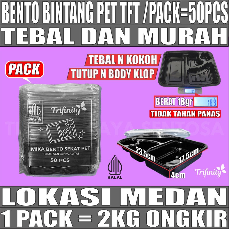 Mika Bento PET Pack Trifinity 50pcs Bintang 4 Sekat