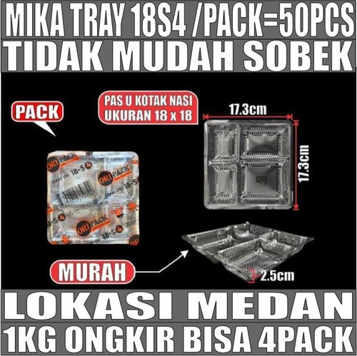 Mika Tray 18S4 4Sekat 18x18 Pack 50pcs