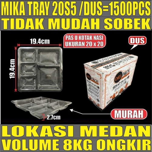 Mika Tray 20S5 5Sekat 20x20 DUS 1500pcs u Kotak Nasi