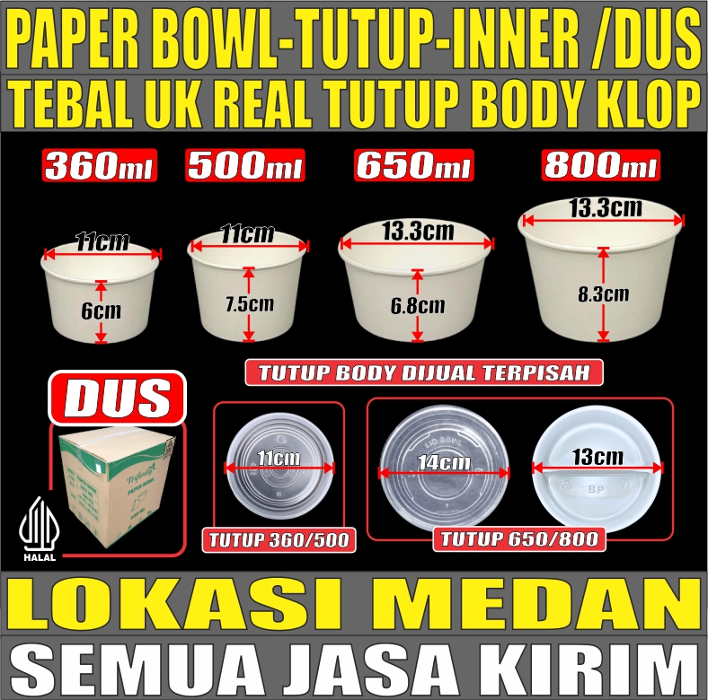 VARIAN Paper Bowl Putih Ivory Uk 360, 500, 650, 800ml