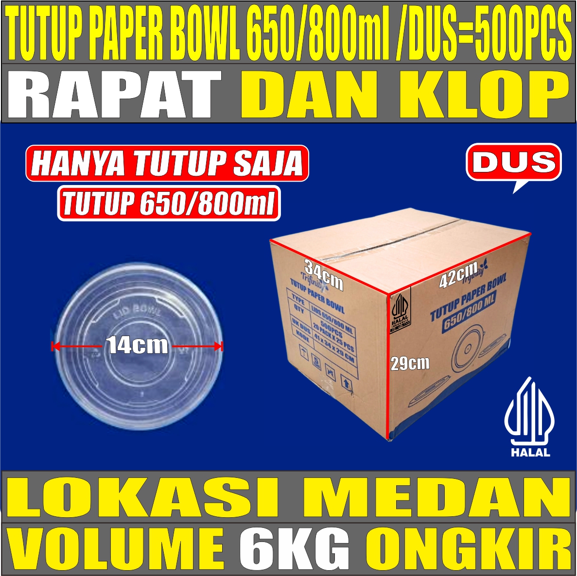 Tutup Paper Bowl PUTIH 650ml n 800ml Dus 500pcs Trifinity