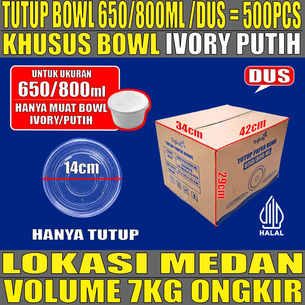 Tutup Paper Bowl PUTIH 650ml n 800ml Dus 500pcs Trifinity