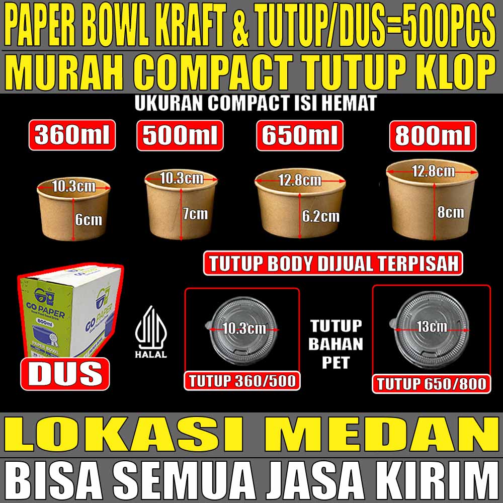 VARIAN Paper Bowl Coklat Kraft Uk 360, 500,  650,  800ml