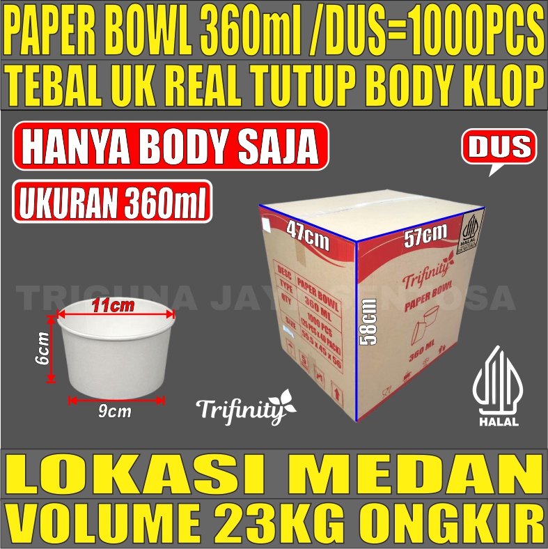 Paper Bowl PUTIH 360ml Dus 1000pcs Trifinity