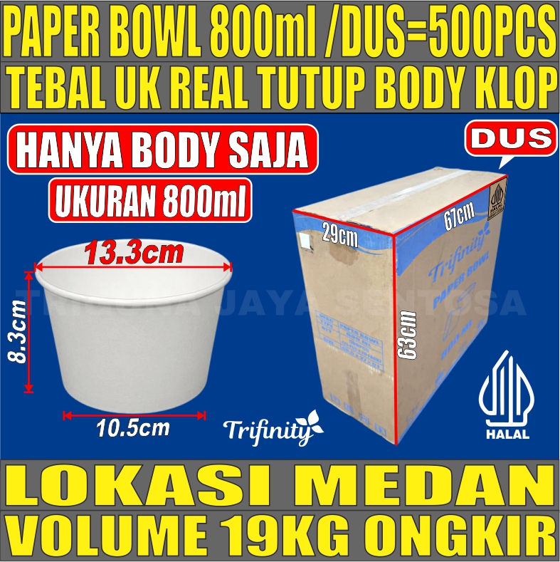 Paper Bowl PUTIH 800ml Dus 500pcs Trifinity