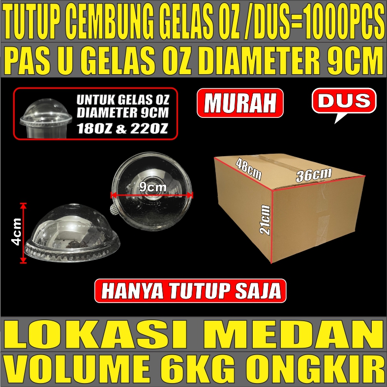 Tutup Cembung Dus 1000pcs Utk Gelas Oz Oval