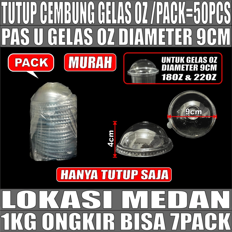 Tutup Cembung Pack 50pcs Utk Gelas Oz Oval