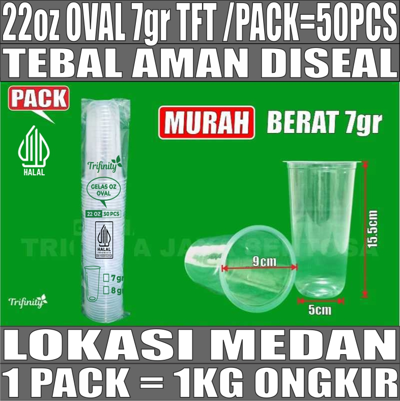 Gelas 22oz Oval Trifinity 7gr Pack 50pcs Halal