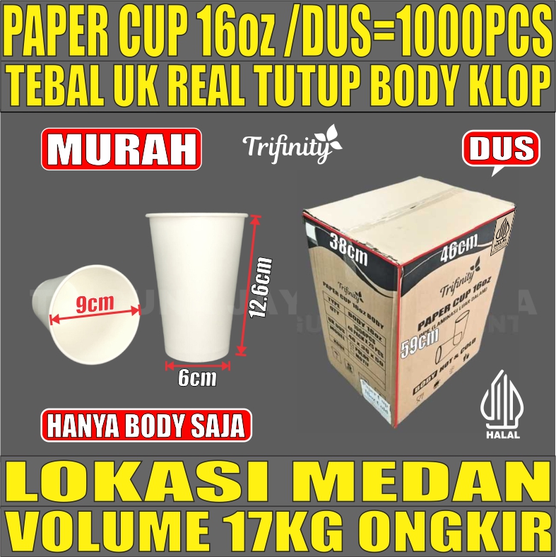 Paper Cup 16oz 480ml Dus 1000pcs