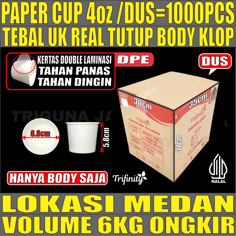 Paper Cup 4oz Dus 1000pcs Hanya Body