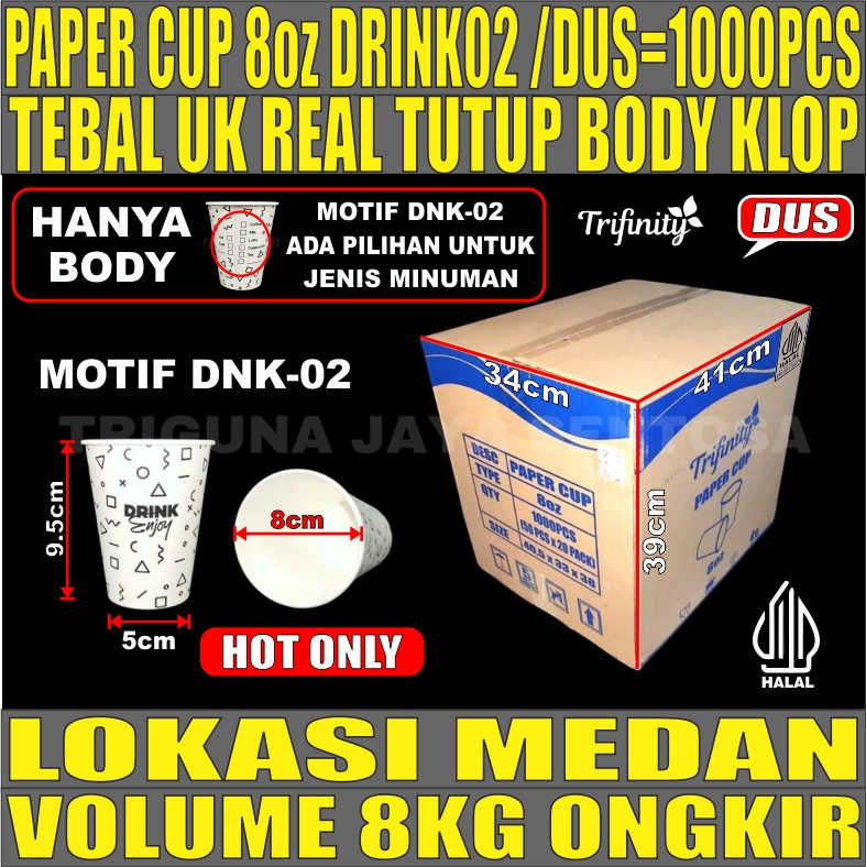 Paper Cup 8oz Drink02 Dus 1000pcs 240ml Hanya Body