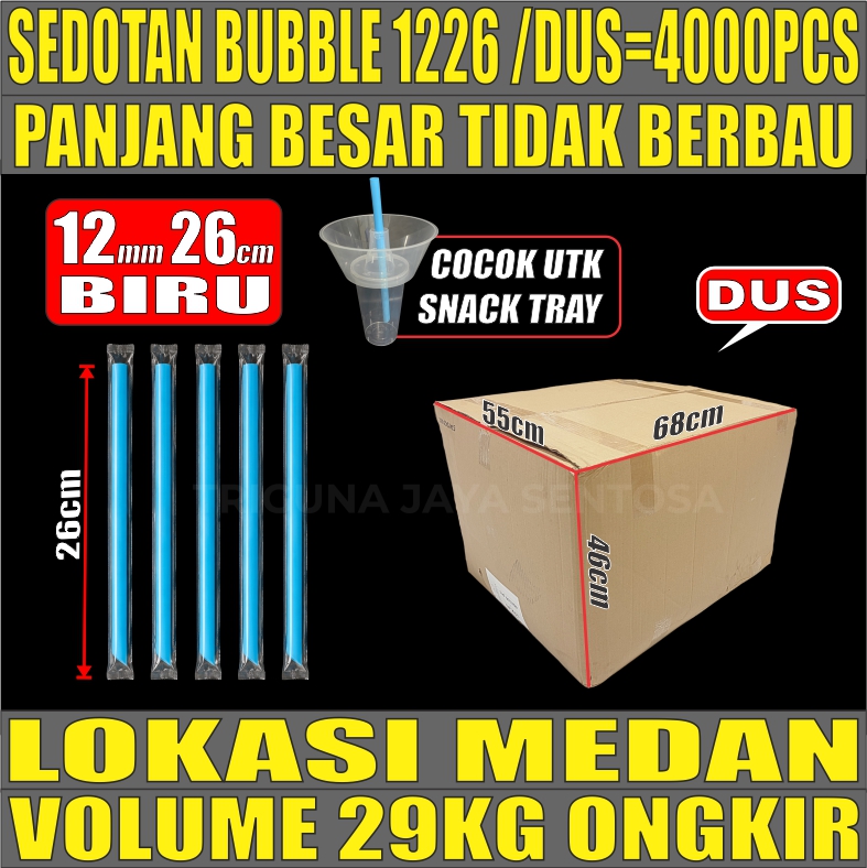Sedotan Bubble Biru 1226 DUS Steril 12mm Panjang 26cm 4000pcs u Snack Tray