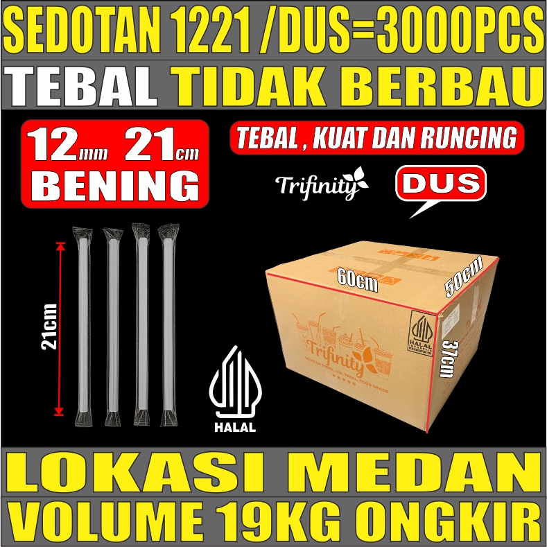 Sedotan Bubble 1221 Bening Trifinity 12mm Steril Dus 3000pcs