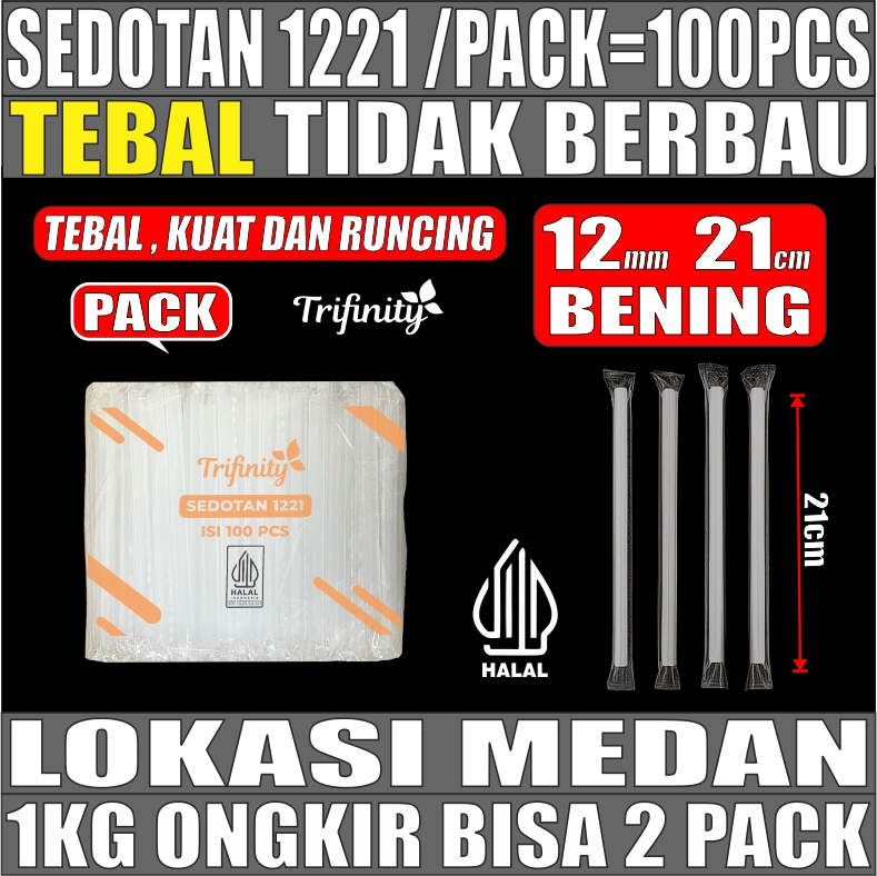 Sedotan Bubble 1221 Bening Trifinity 12mm Pack 100pcs
