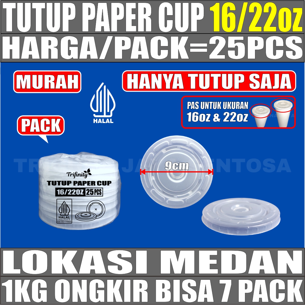 Tutup paper cup 16oz dan 22oz Pack 25pcs