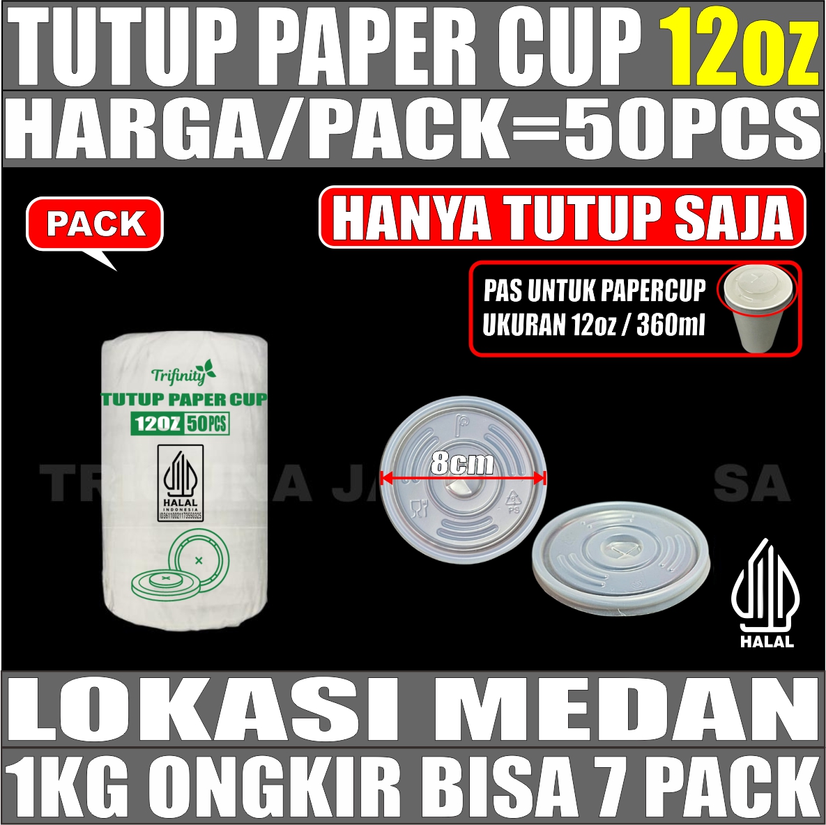 Tutup Paper Cup 12oz Pack 50pcs