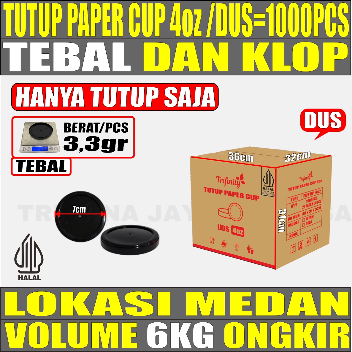 Tutup Paper Cup 4oz Dus 1000pcs