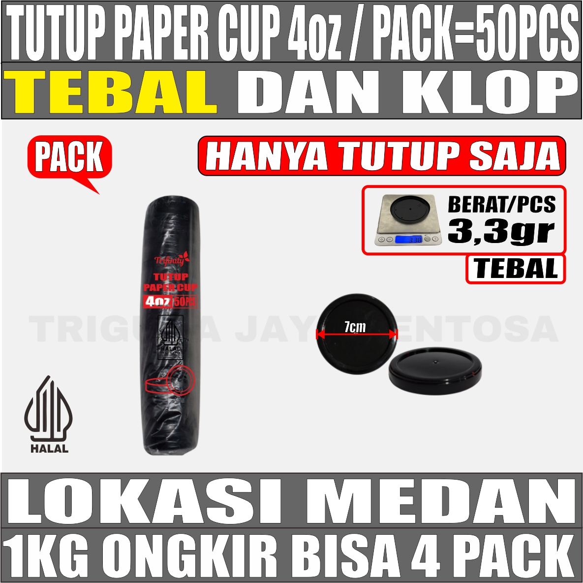Tutup Paper Cup 4oz Pack 50pcs
