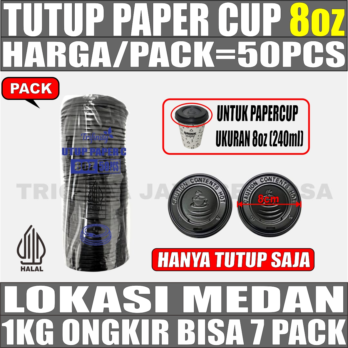 Tutup Paper Cup 8oz Pack 50pcs