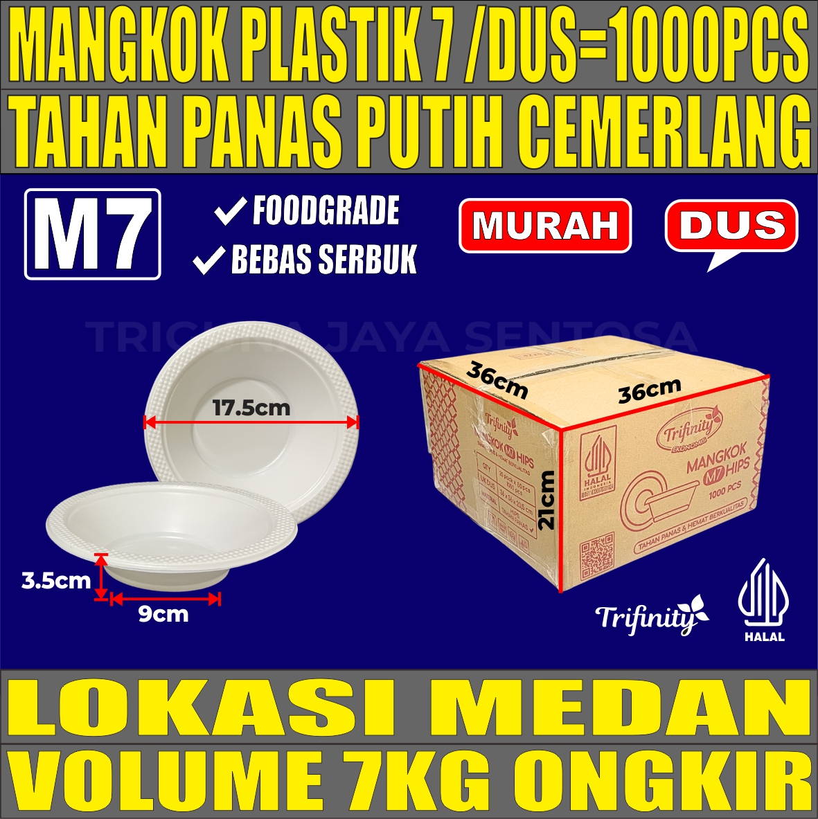 Mangkok M7 Trifinity Dus 1000pcs Uk Besar L Tebal