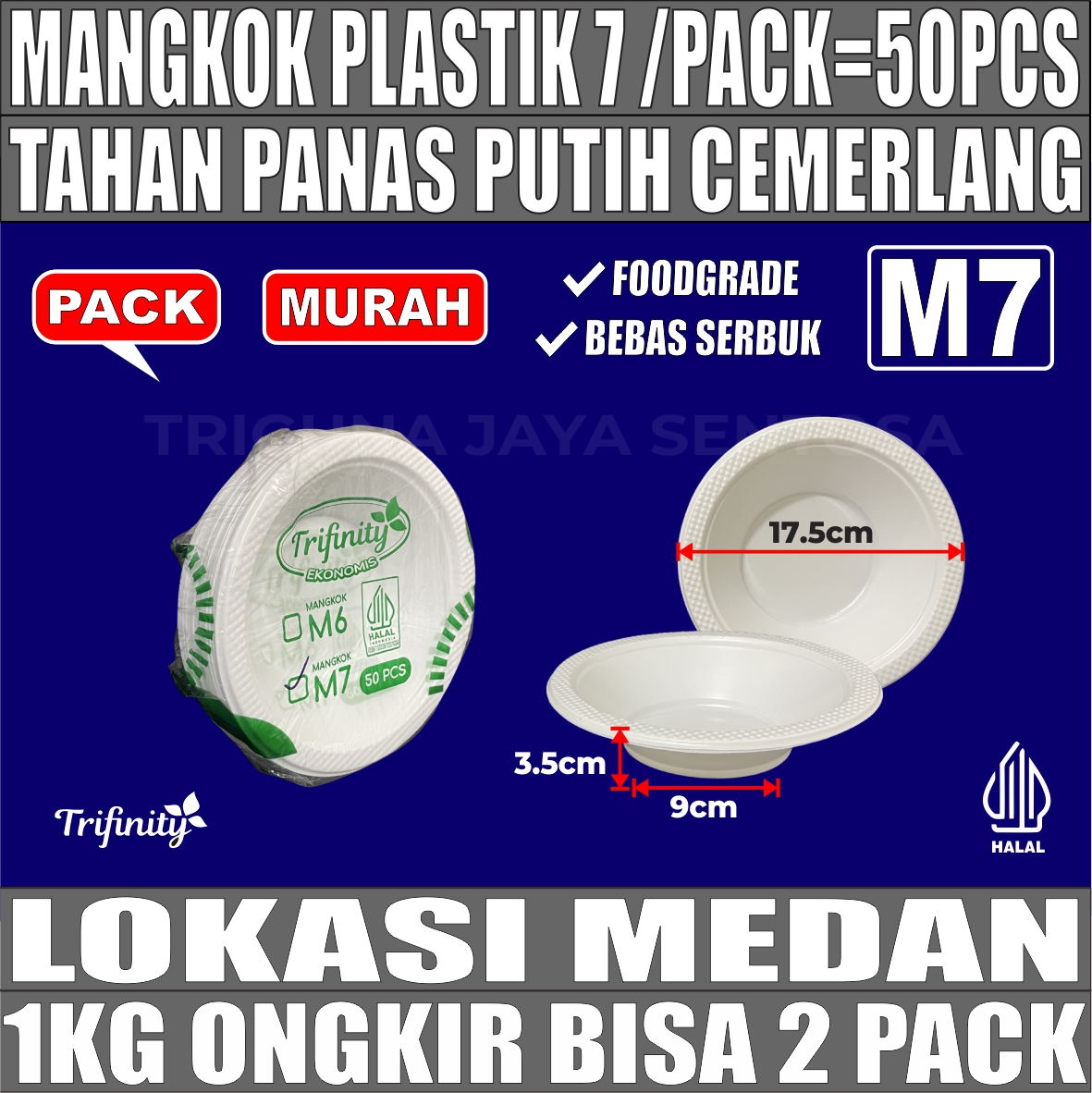 Mangkok M7 Trifinity Besar Pack 50pcs