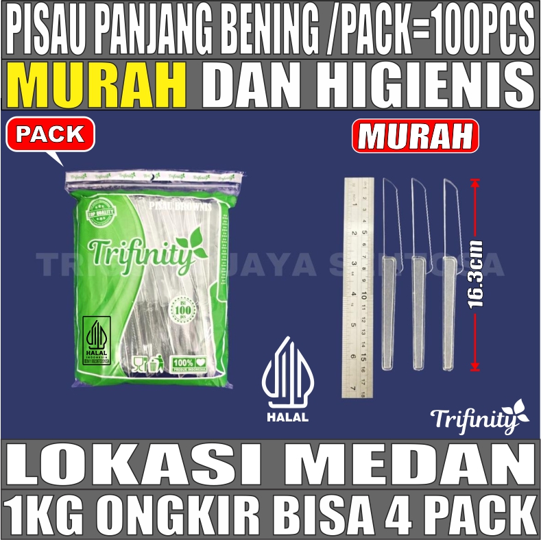 Pisau Panjang Bening Pack 100pcs Trifinity
