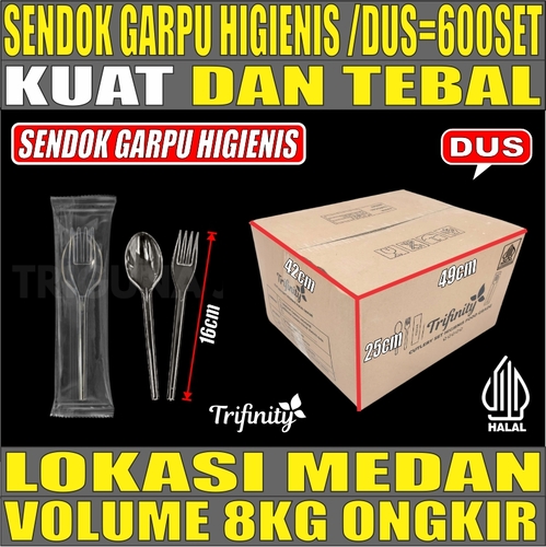 Sendok Garpu Set Higienis Bening Dus 600pcs