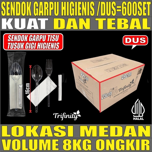 Sendok Garpu Tisu Tusuk Gigi Steril Bening Dus 600pcs