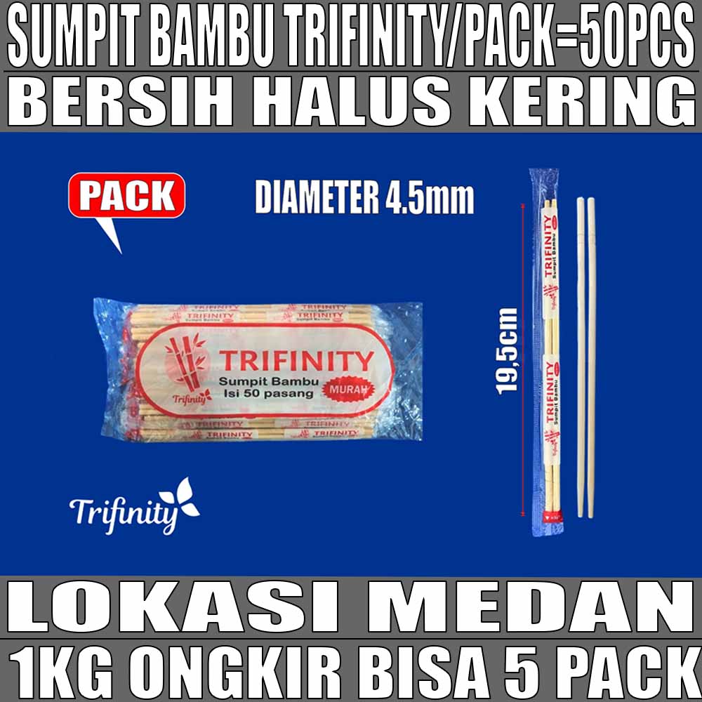 Sumpit Murah Higienis Pack 50set Trifinity Bambu