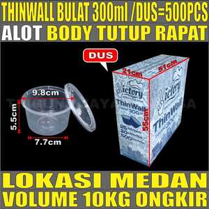 Thinwall Bulat Datar 300ml Dus 500pcs Victory