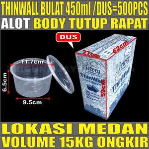 Thinwall 450ml bulat datar Dus 500pcs Victory