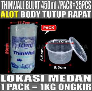 Thinwall 450ml bulat datar Pack 25pcs Victory