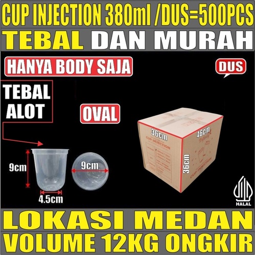Cup Injection Oval Transparan 380ml 12oz Dus 500pcs